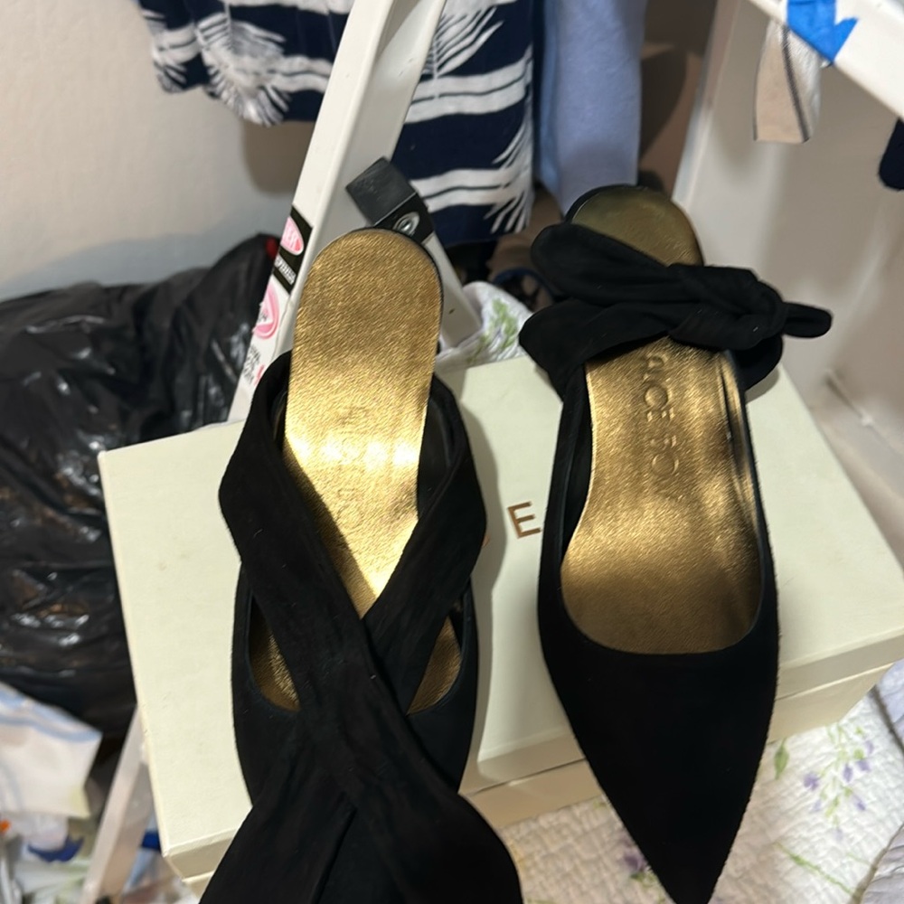 M. Gemi black suede 2.5” heeled slide. Size 39.5